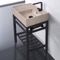 Small Modern Console Sink Vanity, Travertine Style Sink, 24